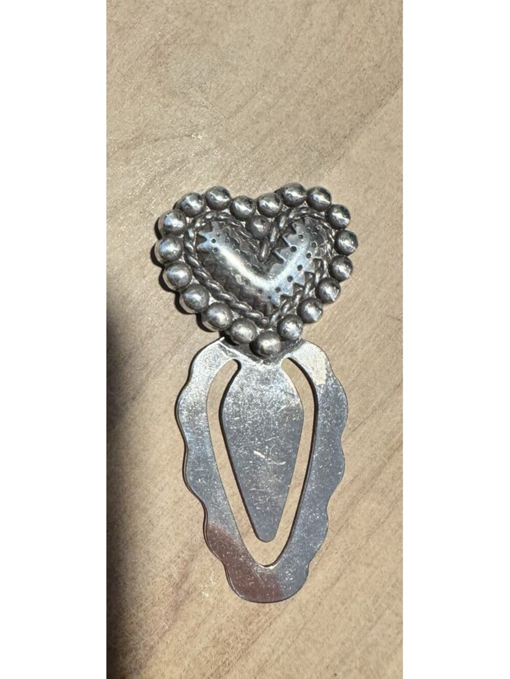 Brighton Bookmark Silver Metal Heart Charm Scroll Work Design Pattern
